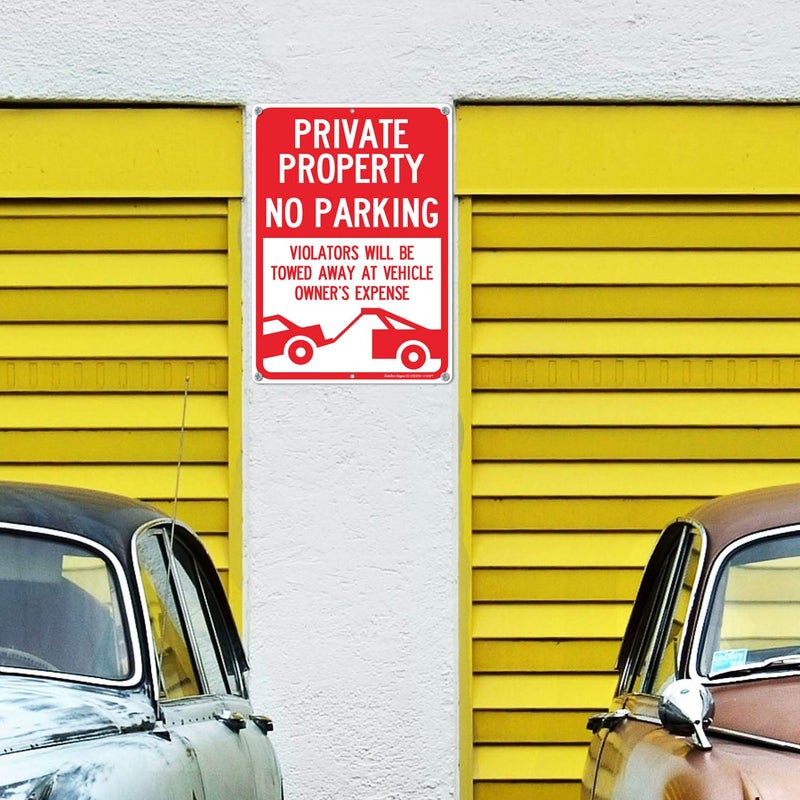 Faittoo (2 Pack) Private Property No Parking - Violators Will Be Towed Away at Vehicle Owner's Expense Sign, Reflective .40 Rust Free Aluminum 14 x 10, UV Protected, Weather Resistant, Waterproof, Durable Ink - Image 5